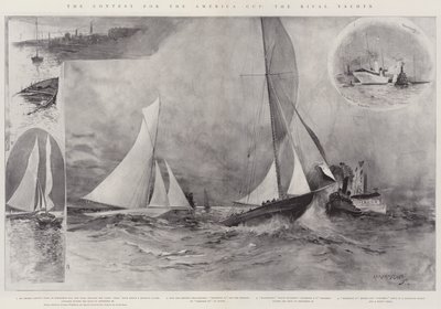 De wedstrijd om de America Cup, de rivaliserende jachten door Henry Charles Seppings Wright